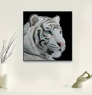 Diamond Painting Weisser Tigerkopf